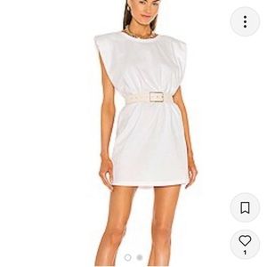 Bardot shoulder pad white t shirt dress